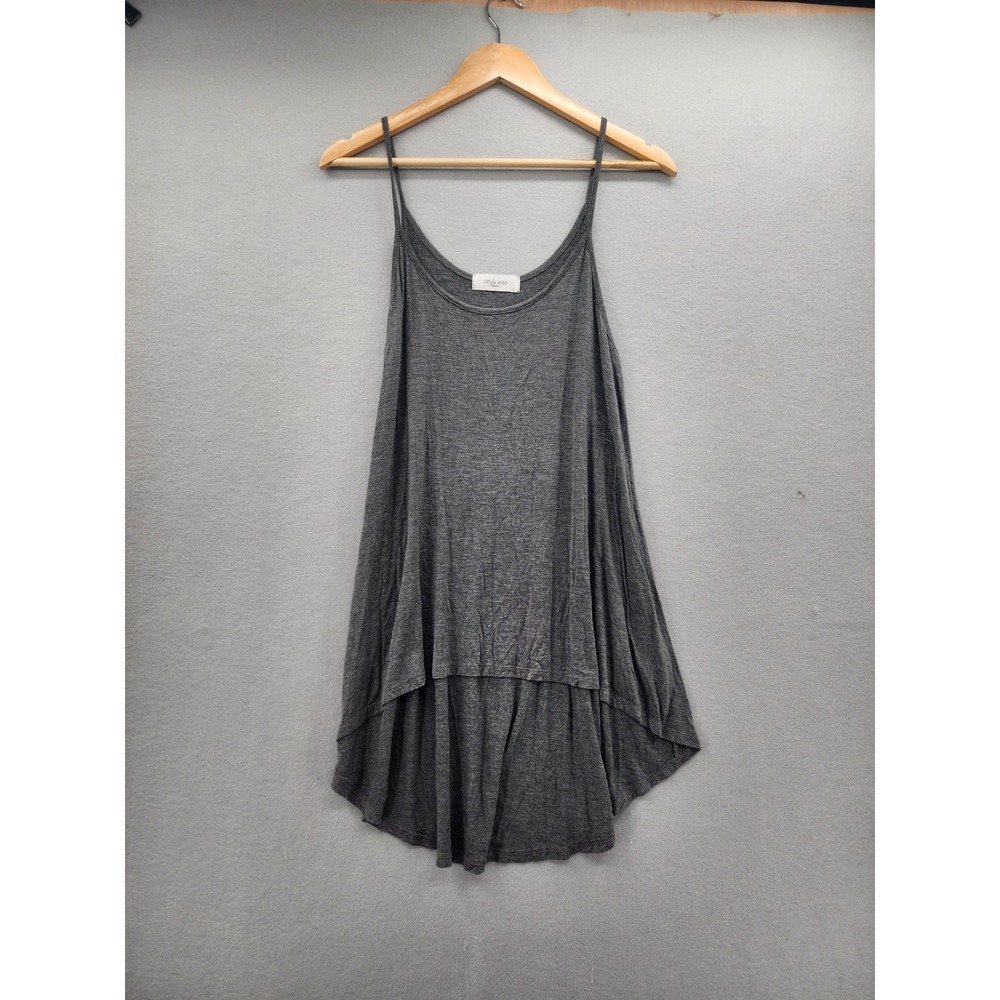 Carly Jean Los Angeles Gray High Low Flowy Tank Top Cami Modal Blend Small CJLA